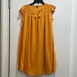 True Craft Girls Dress with lace around top Vibrant Orange Golden color size L